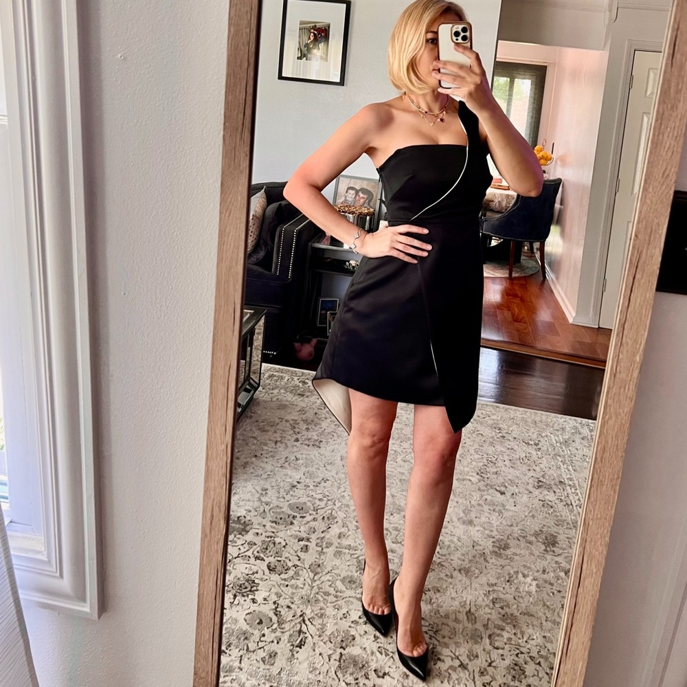 Halston Heritage Black Strapless Sheath Dress